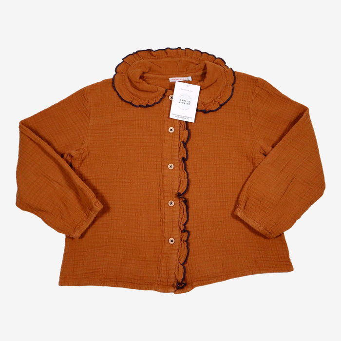 MONOPRIX 8 ans blouse gaze de coton marron col claudine