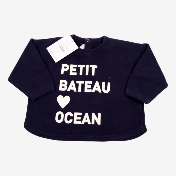 PETIT BATEAU 12 mois sweat bleu marine