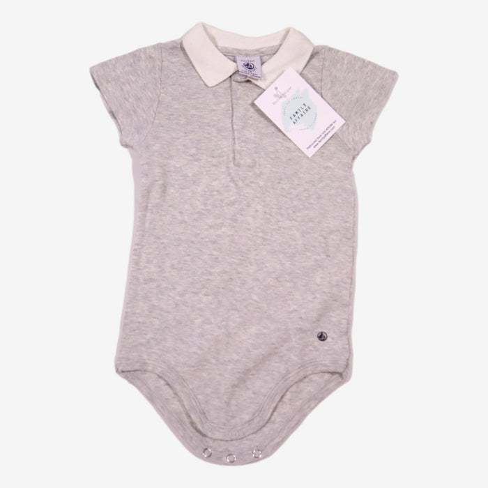 PETIT BATEAU 12 mois body polo gris