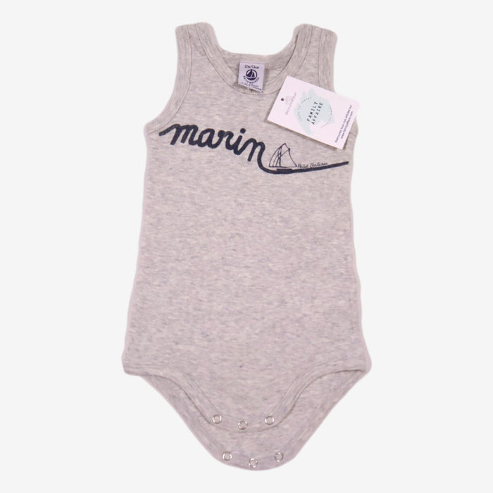 PETIT BATEAU 12 mois body gris "marin"