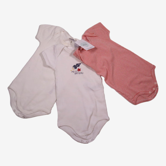 PETIT BATEAU 12 mois lot de 3 bodies