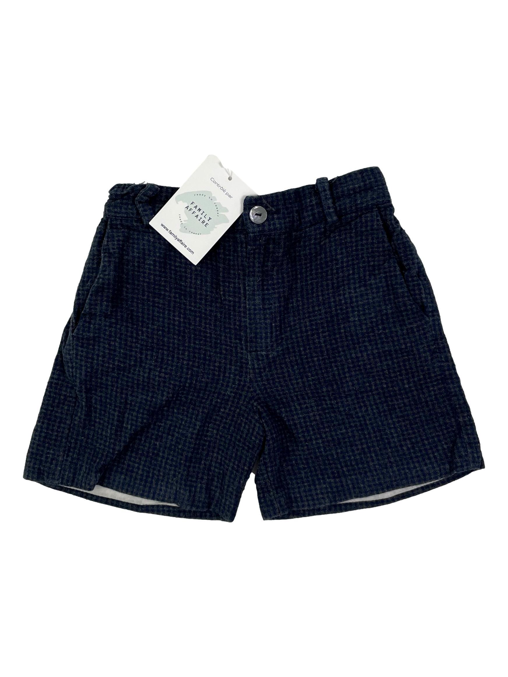 AMAIA 4 ans Short a carreaux bleu et gris