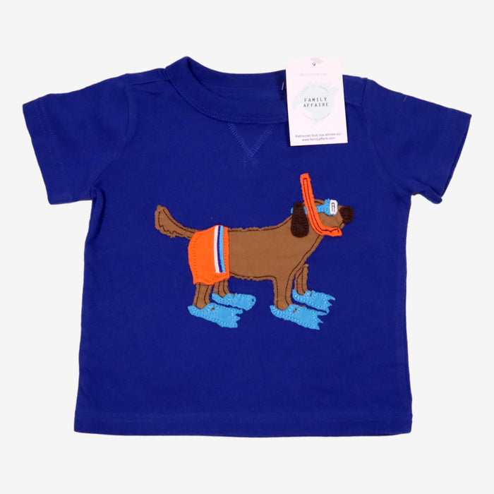 GAP 12 mois t-shirt bleu dessin chien plongé