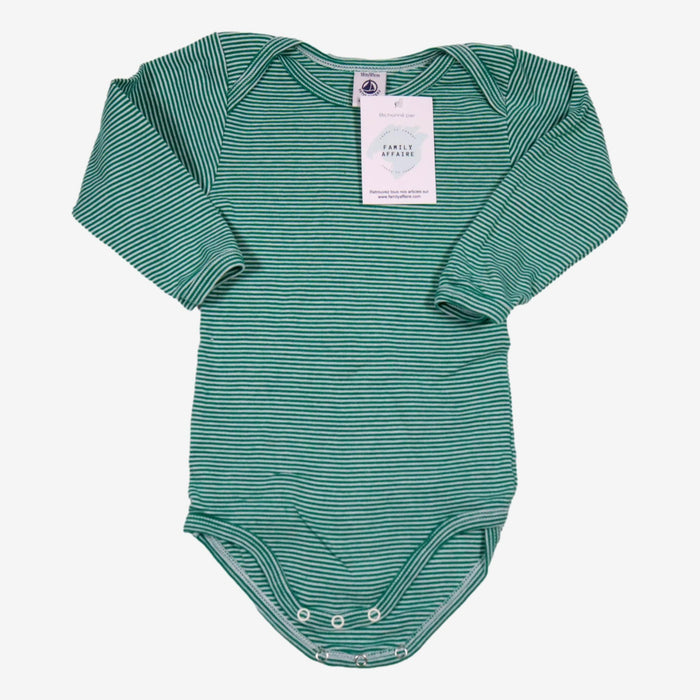 PETIT BATEAU 18 mois body à rayures vertes