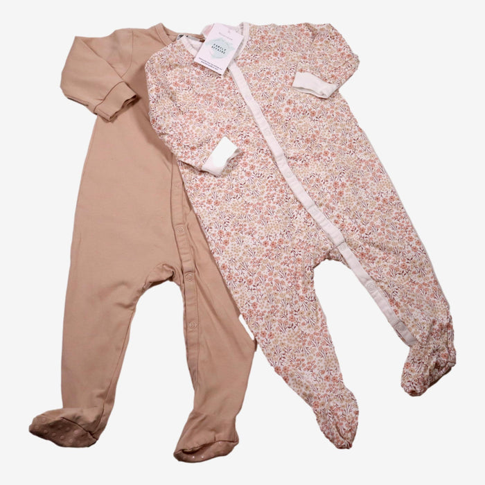 H&M 9 mois lot de deux pyjama combinaison coton vieux rose