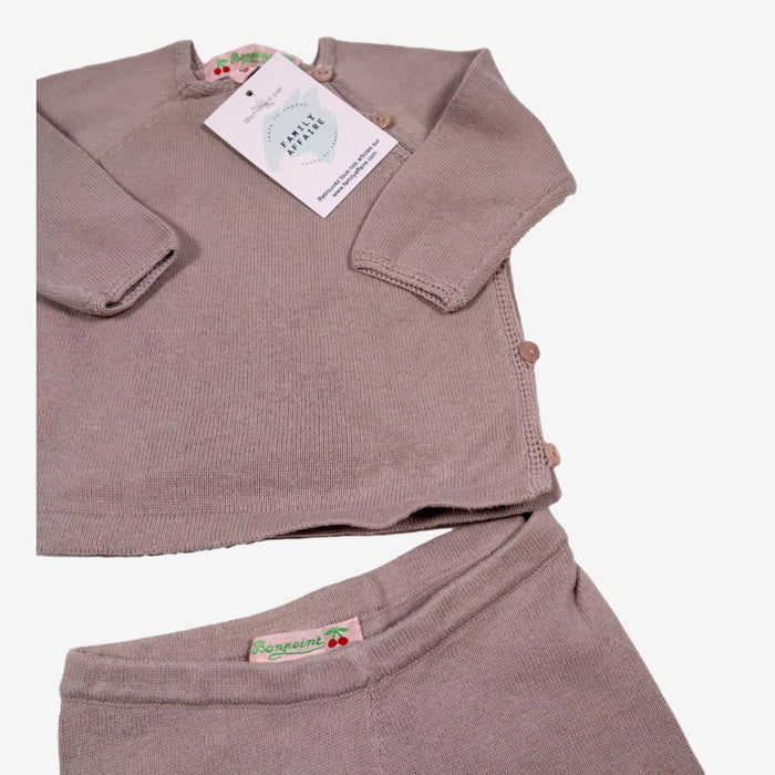 BONPOINT 3 mois ensemble cardigan et legging taupe