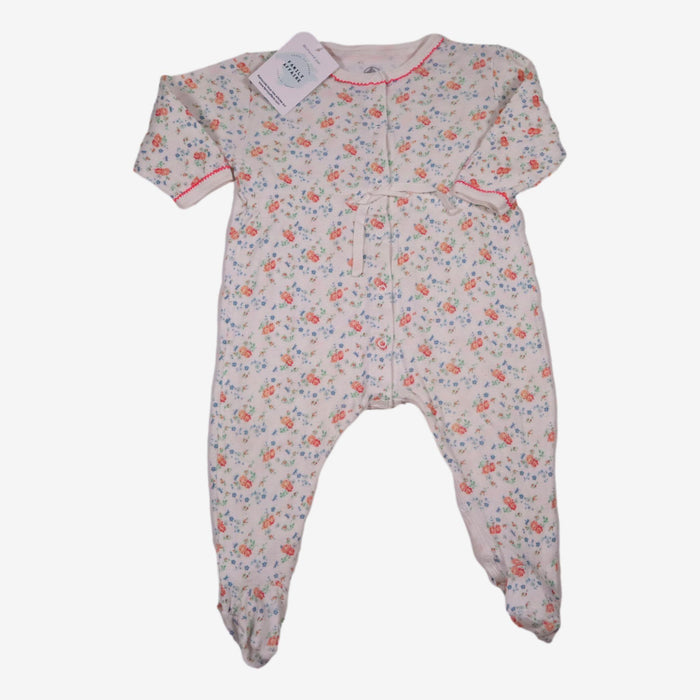 PETIT BATEAU 9 mois pyjama blanc avec fleurs