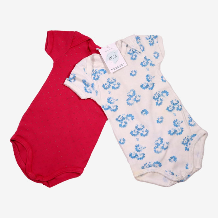 PETIT BATEAU 18 mois lot deux body rose et blanc