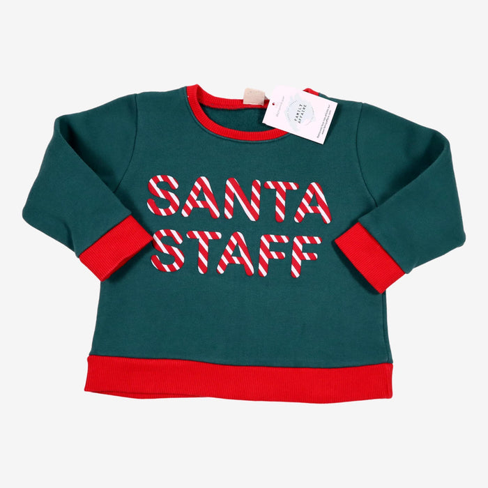 BONTON 3 ans sweat verts "SANTA STAFF" rouge