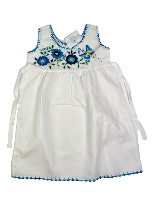 Robe 8 ans blanche avec broderies bleues