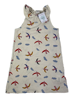 CYRILLUS 8 ans robe crème avec des oiseaux