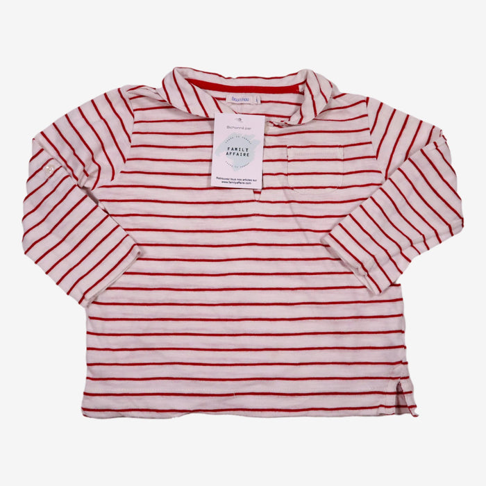 BOUT'CHOU 2 ans t shirt col claudine rayé rouge