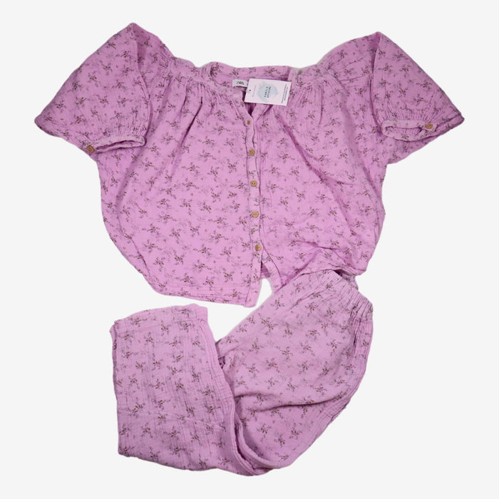 ZARA 6 ans pyjama mauve fleuri gaz de coton