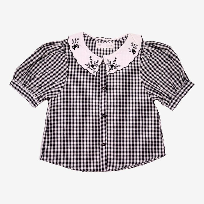 ZARA 7 ans chemise col claudine vichy noir