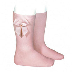 CONDOR outlet chaussettes hautes rose  noeud  6/12m