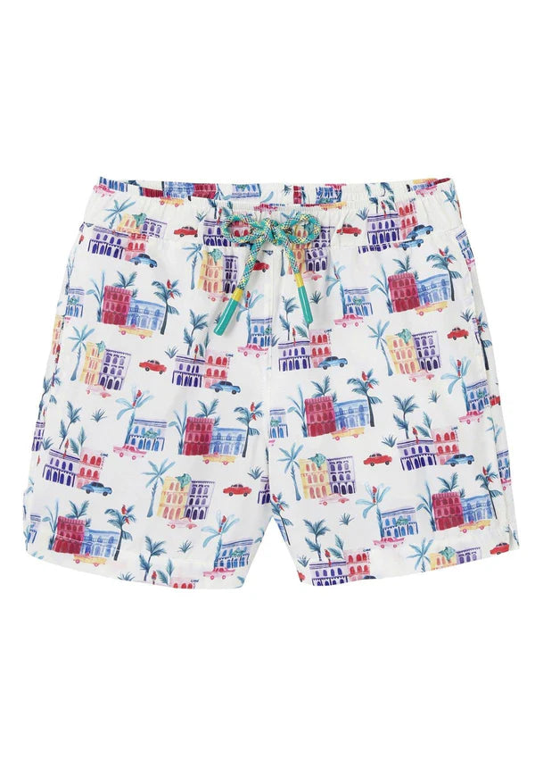 LISON outlet 14 ans short bain cuba blanc