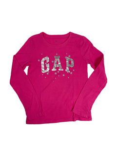 GAP 10 ans Tee shirt rose flocage argent