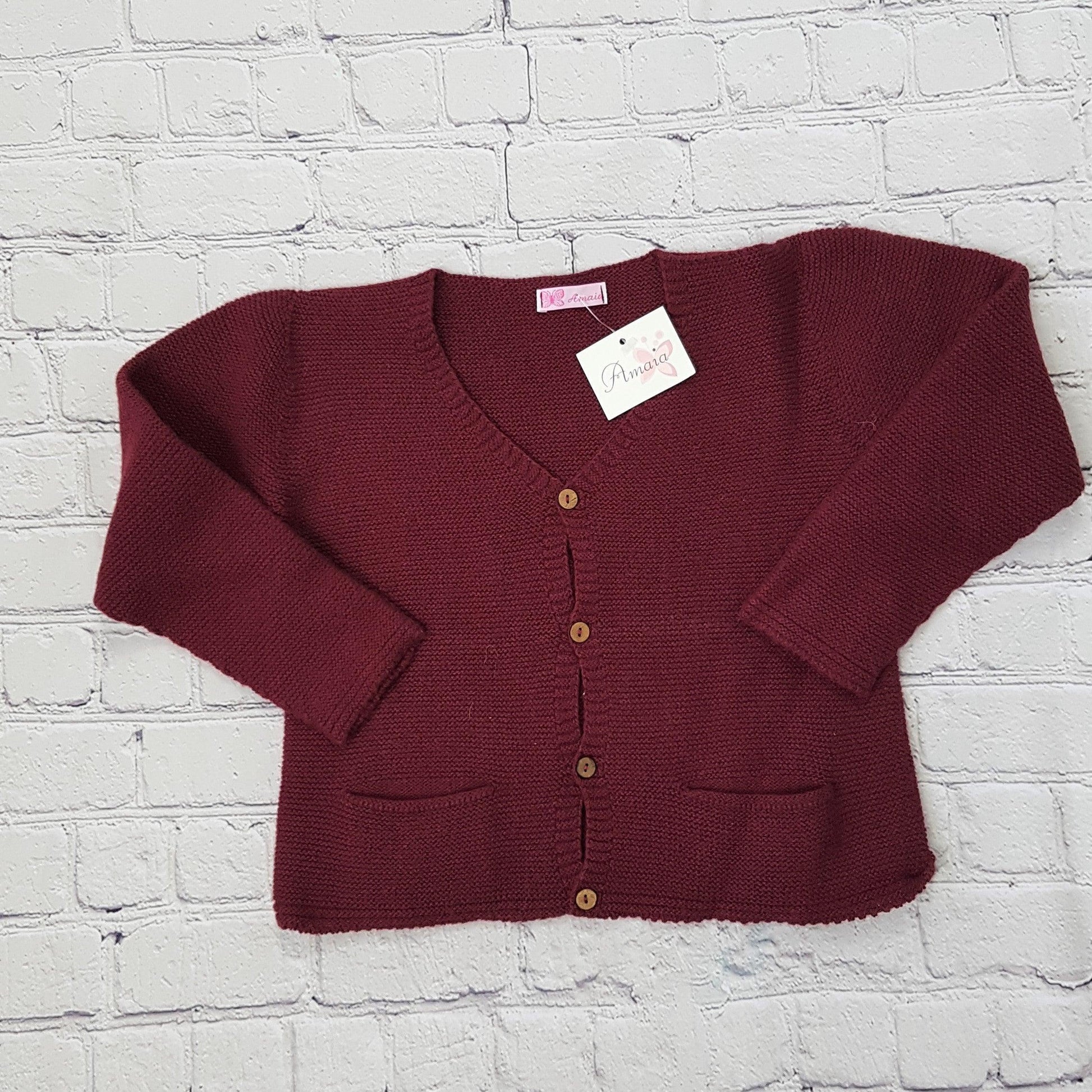 AMAIA outlet burgundy cardigan 6m 4yo baby boy girl - FAMILY AFFAIRE (4286220632112)