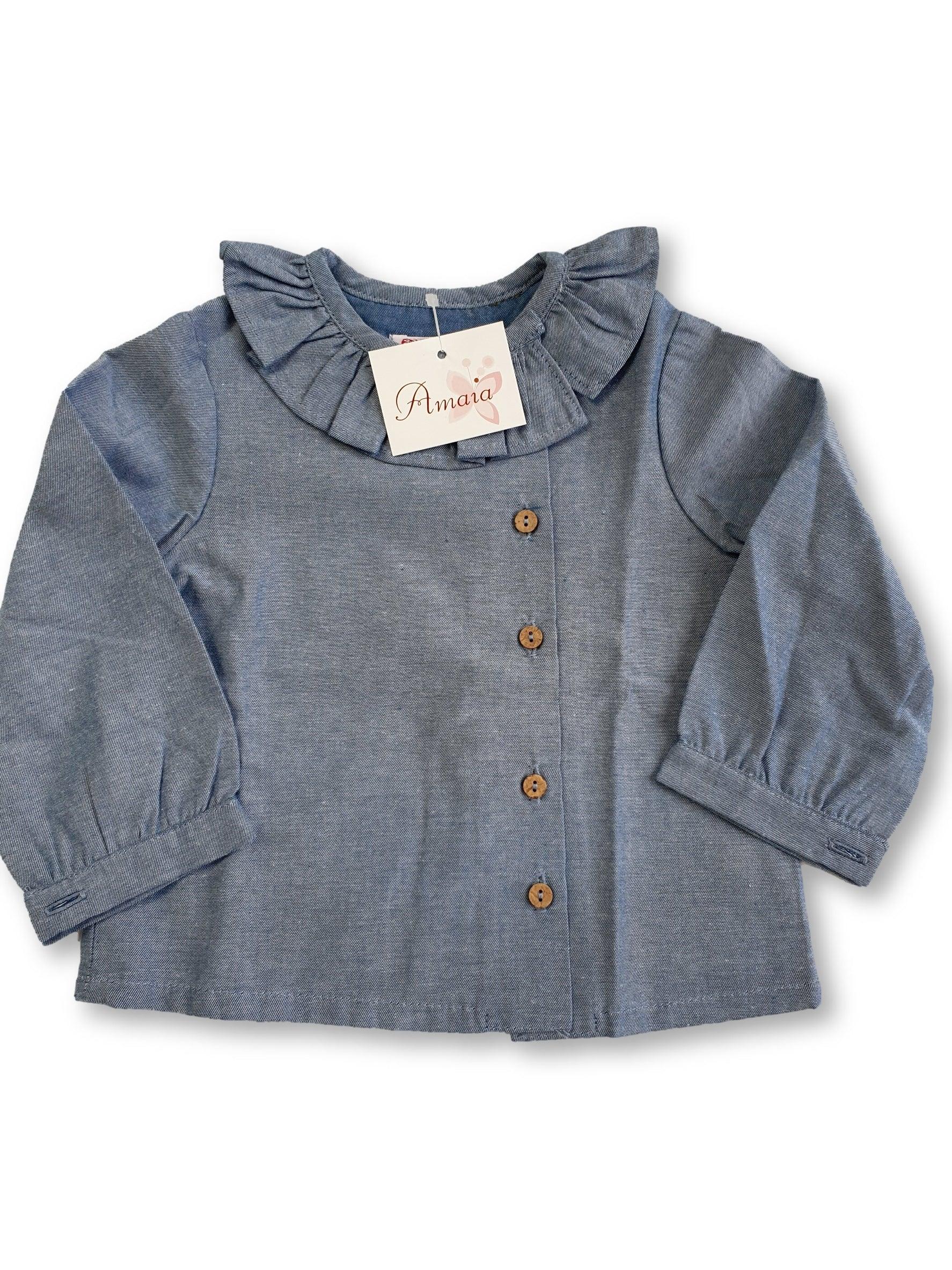 Blouse bébé Amaia 6 mois bleu denim (4420011687984)