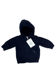 PETIT BATEAU 3 mois gilet capuche bleu marine fille